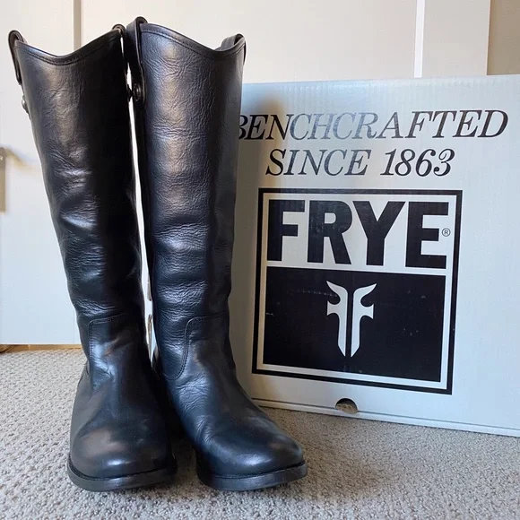Frye black leather Melissa Button tall boot size 6.5 - Picture 10 of 13